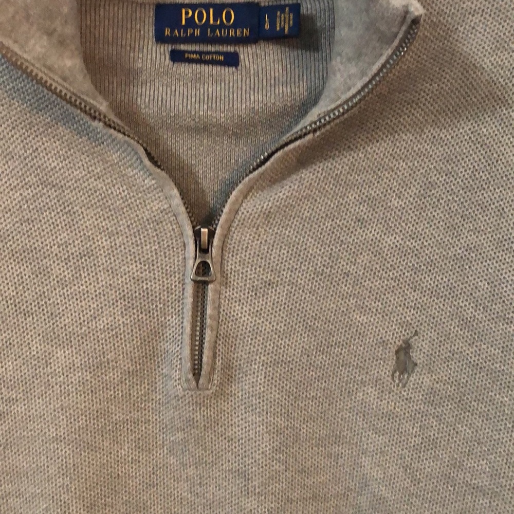 Polo men’s size Large quarter zip pullover. Like new, heather gray.
